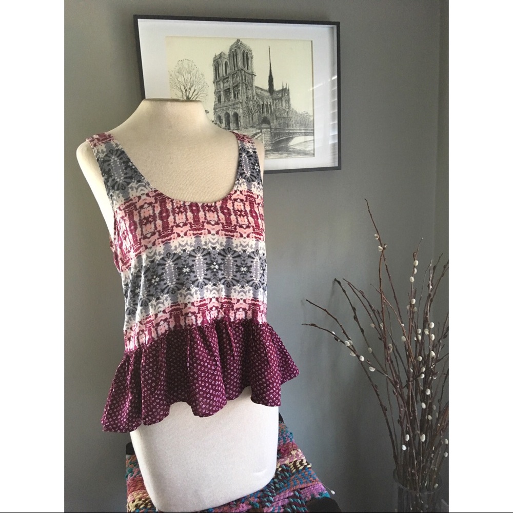 FREE Cropped Frill Shibori Tank